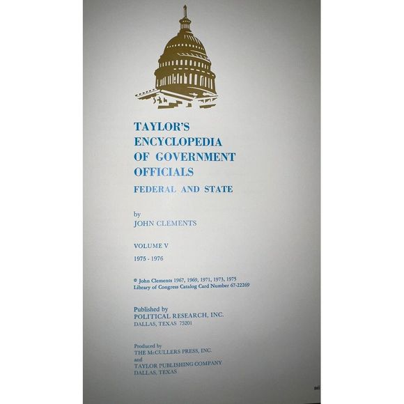Taylor's Encyclopedia of Government Officials Federal and State Volume V 1975-76 - Picture 9 of 9
